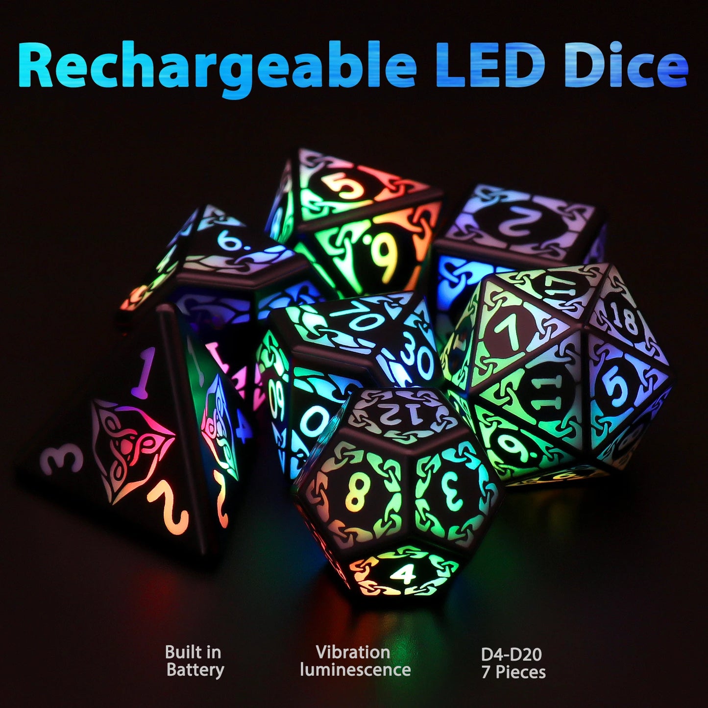 7 PCS Rechargable Led Dice