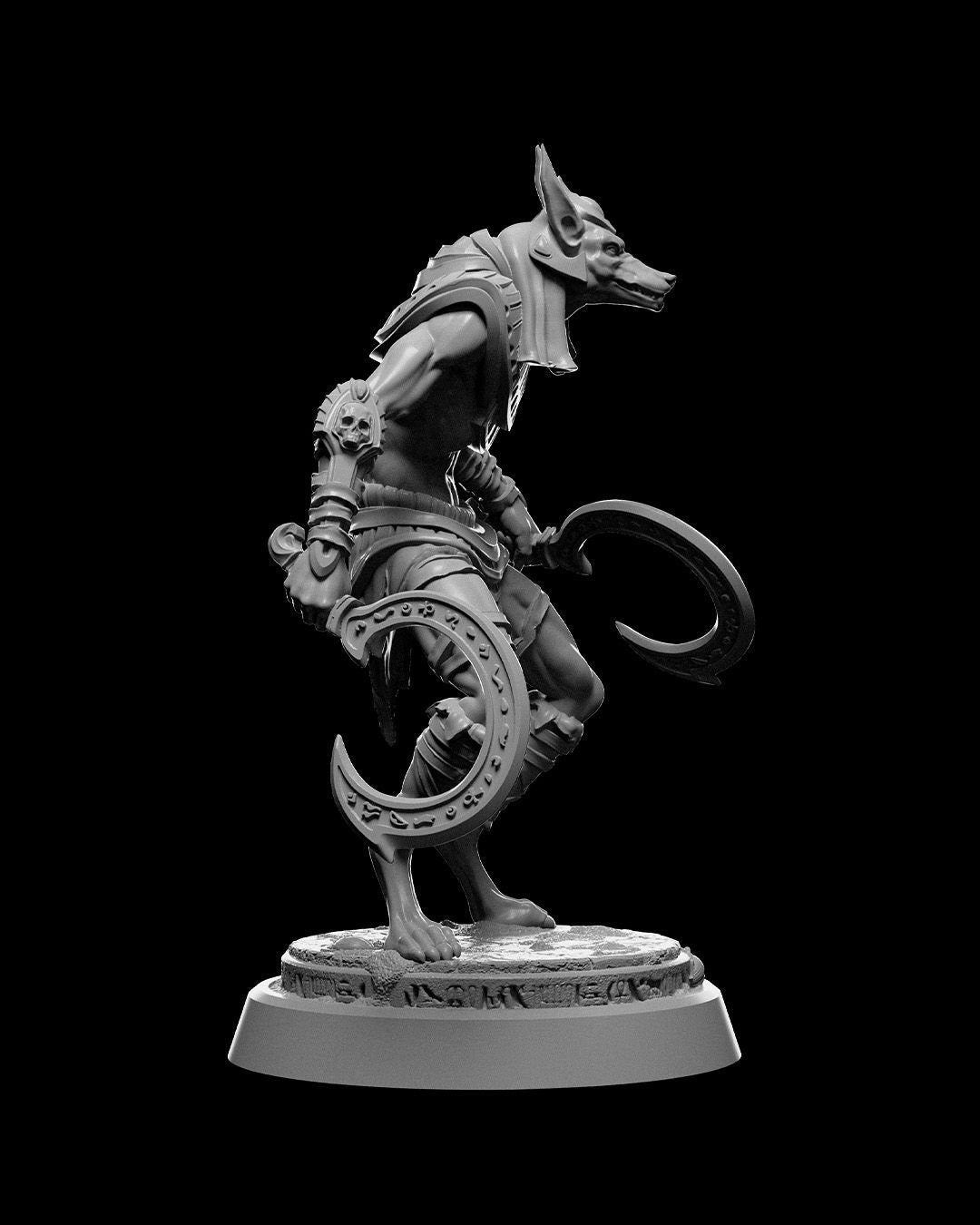 Jackal Warrior Scythe | UNPAINTED | Tabletop Scale | TTRPG D&D Miniature | DnD