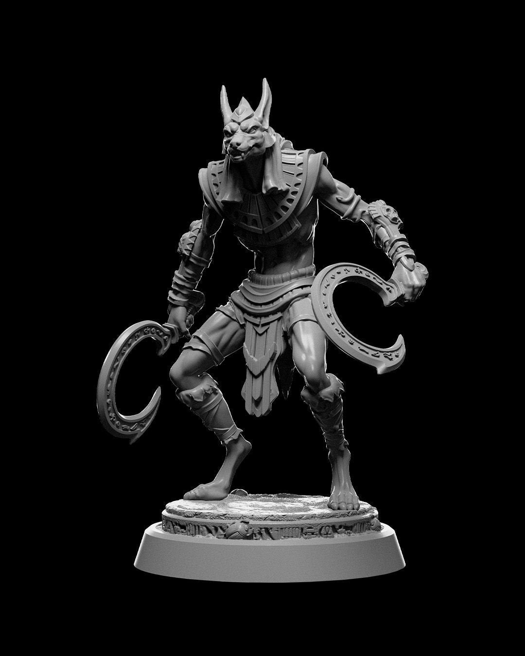 Jackal Warrior Scythe | UNPAINTED | Tabletop Scale | TTRPG D&D Miniature | DnD