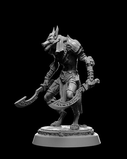 Jackal Warrior Swords | UNPAINTED | Tabletop Scale | TTRPG D&D Miniature | DnD