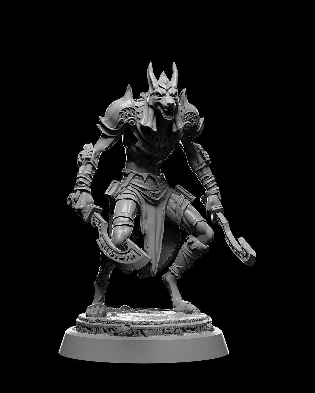 Jackal Warrior Swords | UNPAINTED | Tabletop Scale | TTRPG D&D Miniature | DnD