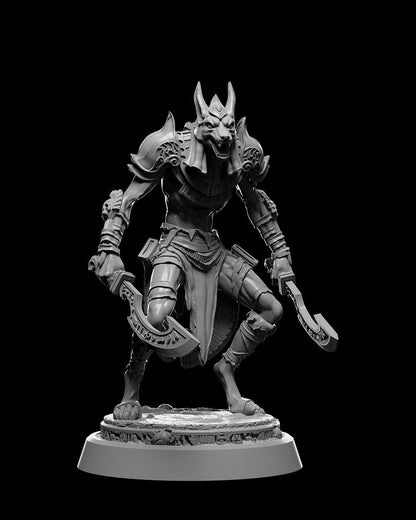 Jackal Warrior Swords | UNPAINTED | Tabletop Scale | TTRPG D&D Miniature | DnD